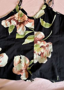 Black Floral Top-With Adjustable Straps