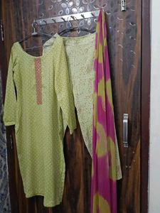 Green Printed Kurta Set