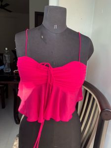 Pink Ruffle Crop Top