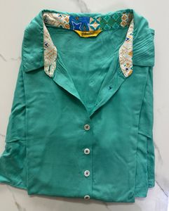 Aqua Shirtdress with Belt Midi
