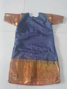 Navy Blue Silk Style Organza Kurti