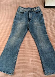 faded blue Flared Denim Jeans