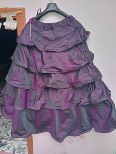 Long Ruffle Skirt With Neck Cover Blouse