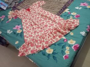 New Aline Flower Print Cotton Kurti