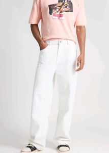 Iconic Men&#39;s White Wide Jeans