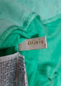 Olivia Lauren Women Green Shiny Lace Casual Top