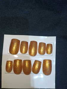 Gold Glitter Press-On Nails