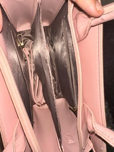 Blush Pink Structured Handbag with Gold Lock