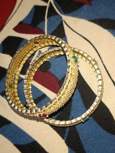 Gold Plated Ad Stone Bangles