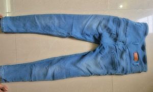High-Waisted Studded Blue Skinny Jeans
