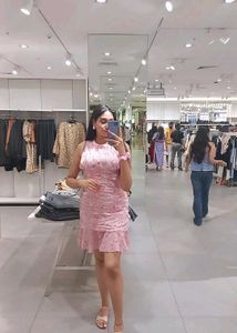High Neck Pink Floral Mini Dress 🩷