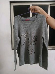Made In Russia New Gray Embellished Sweater Top