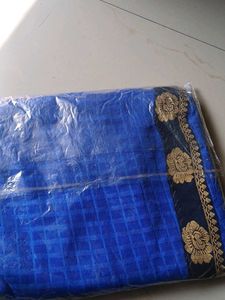 Elegant Blue Embroidered Saree
