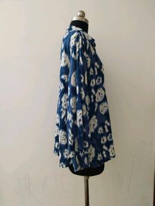 plus size Blue Floral Print Shirt