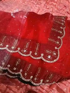 Elegant Red Embroidered Saree