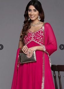 Floral Embroidered Anarkali Kurta With Dupatta