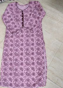 Floral Print Kurta with heart shape neck