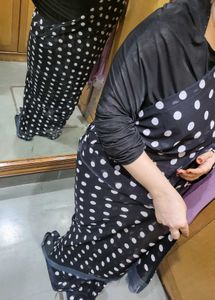 Polka Dot Black Saree georgette