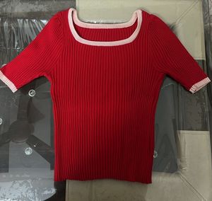 Retro Red Ribbed Knit Top