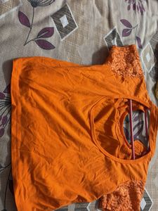 Orange Lace Detail blouse