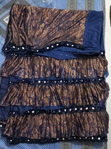 Elegant Brown & Blue Saree