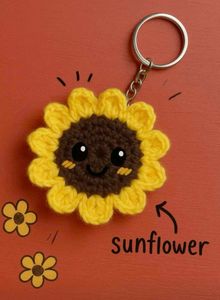 Sunflower Crochet Keychain