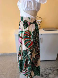 Tropical Print Maxi Skirt