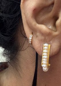 Freshwater Pearl &amp; Gold Tone Earrings