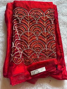 Red Embellished Saree
