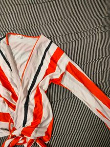 Striped Wrap Top