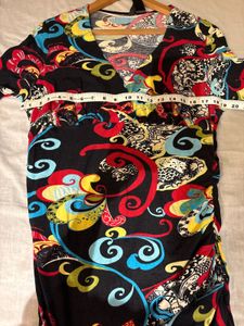 Vintage Patterned V-Neck Dress