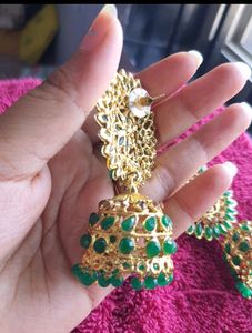 Green Jhumka Light Weight Partywear