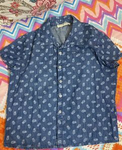 Denim Pineapple Print Shirt