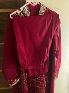 Pakistani Bin Saeed Elegant Red &amp; Gold