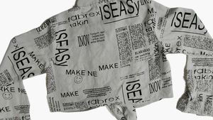 Newspaper Print Tie-Front Shirt.