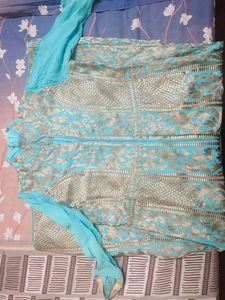 Sea Green Kurta With Golden Work