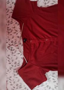 Red Button-Front Dress