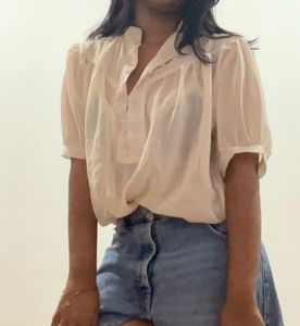 Myntra LaAimee Cream Sheer Mandarin Collar Top