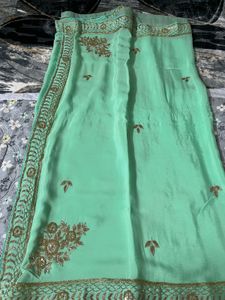 Elegant fluorescent green Saree with blouse