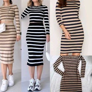 Striped Bodycon Dress Full Sleeves