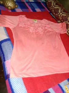 coral Floral Lace Top