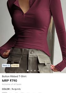 Button Top -black, Maroon, White