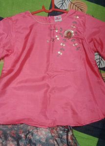 Cute Pink Top with plazzo ( kids co-ord set party