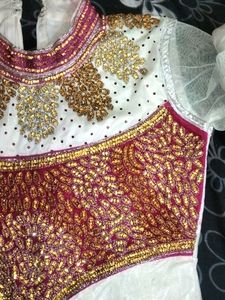 White Anarkali Full Set