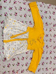 Cute Dinosaur Yellow Frock