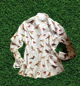 Bird Print Button-Down Shirt