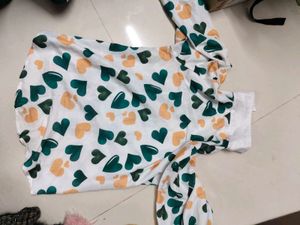 White With Green Shirt Cotton Very Good Quality