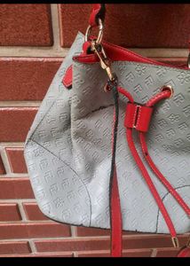 Gray &amp; Red Bucket Bag