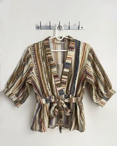 Boho Woven Tie-Waist Top | Size XXL