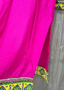 Pink Kurti with Mirror Work